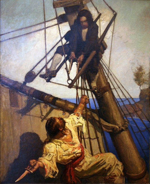 One More Step, Mr. Hands by N.C. Wyeth, 1911, for Treasure Island by Robert Louis Stevenson.