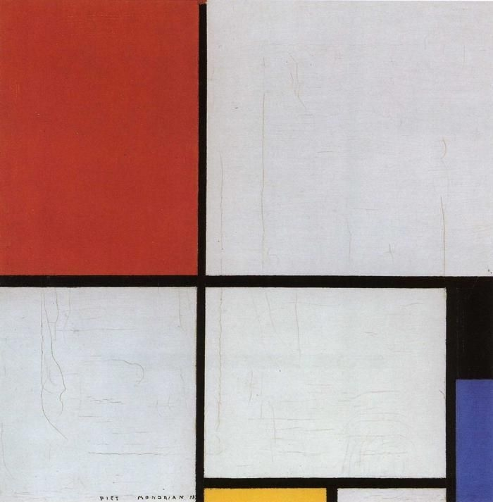 Composition with red, yellow and blue, Oil on Canvas, Piet Mondrian, 1928.